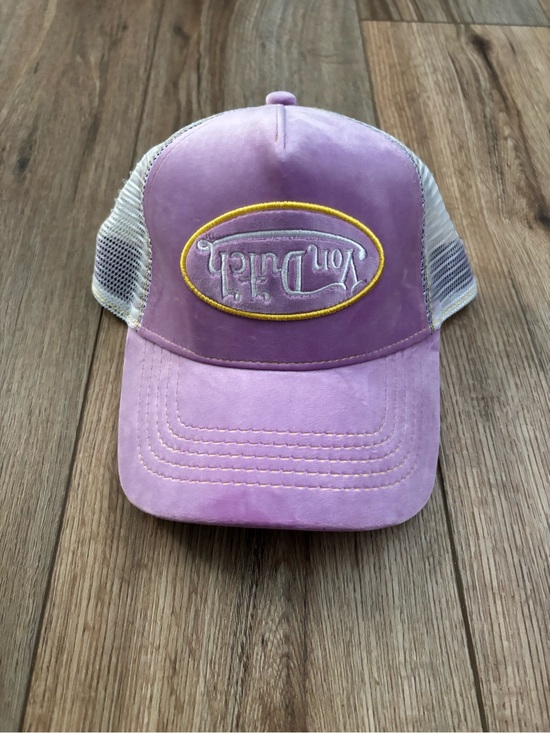 Von Dutch Accessories - Vintage Y2K Velvet Purple/Lilac Yellow White Von Dutch Hat